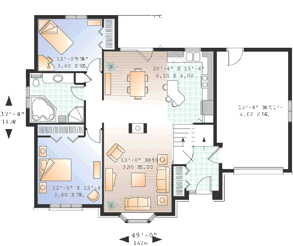 House Blueprint - European Floor Plan - Main Floor Plan #23-365