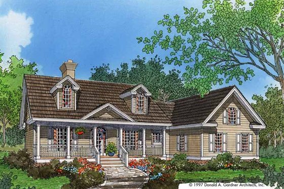 Exterior - Front Elevation 3 for Country House Plan #929-393 - 3 bed, 2 bath
