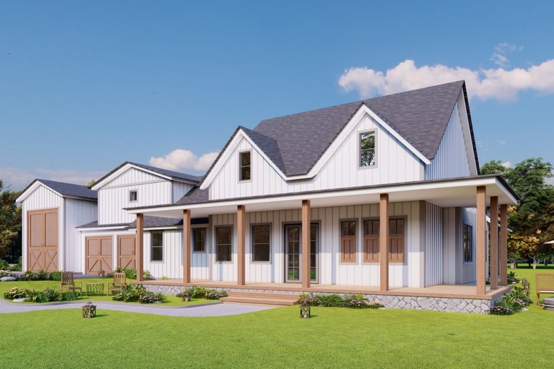 Dream House Plan - Farmhouse Exterior - Front Elevation Plan #54-471