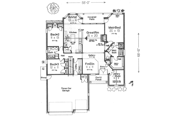 Floor Plan - Main Floor for European House Plan #310-418 - 3 bed, 2 bath