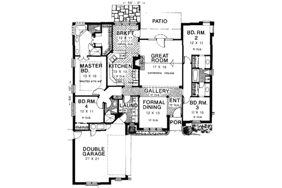 Floor Plan - Main Floor for Traditional House Plan #310-113 - 4 bed, 2.5 bath