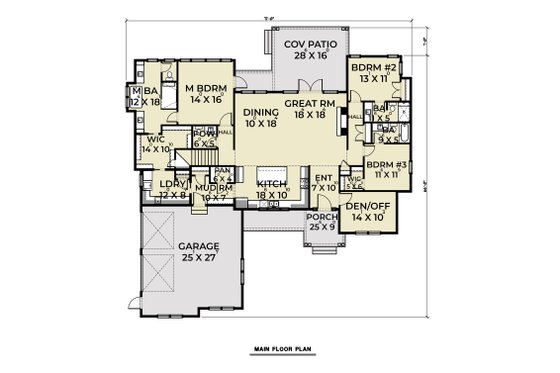 Floor Plan - Main Floor for Contemporary House Plan #1070-86 - 3 bed, 3.5 bath