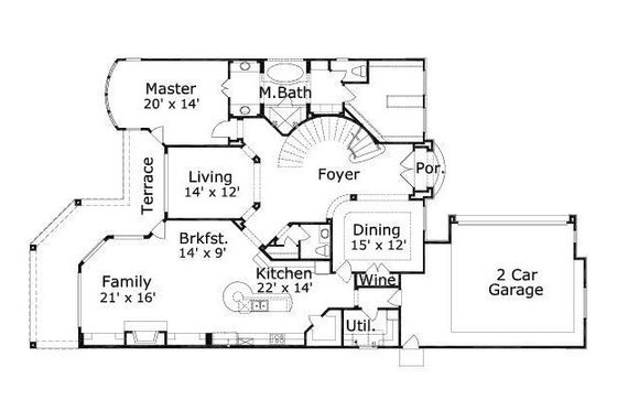 Floor Plan - Main Floor for European House Plan #411-407 - 4 bed, 3.5 bath
