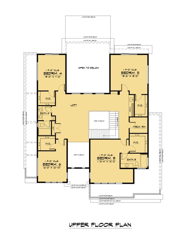 House Blueprint - Contemporary Floor Plan - Upper Floor Plan #1066-192