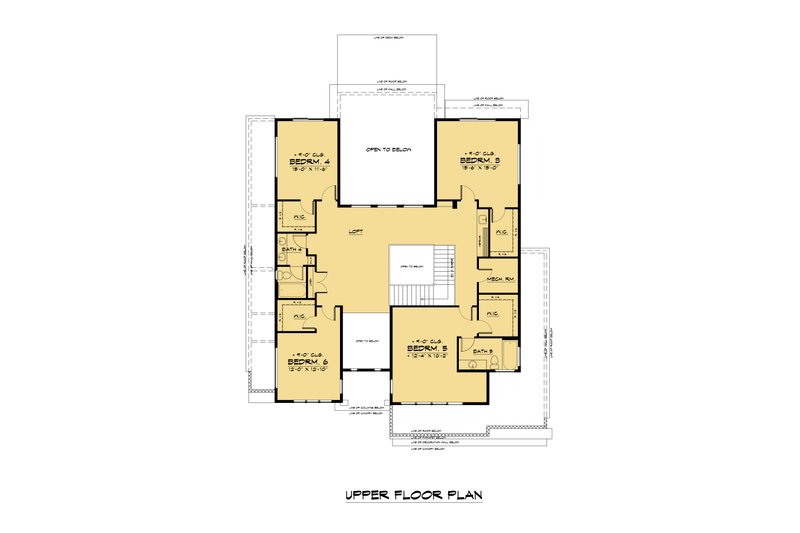 Architectural House Design - Floor Plan - Upper Floor for Contemporary House Plan #1066-192 - 6 bed, 4.5 bath
