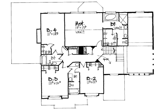 Floor Plan - Upper Floor for Traditional House Plan #308-236 - 4 bed, 3.5 bath