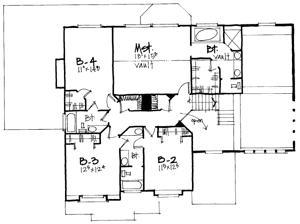 Floor Plan - Upper Floor for Traditional House Plan #308-236 - 4 bed, 3.5 bath