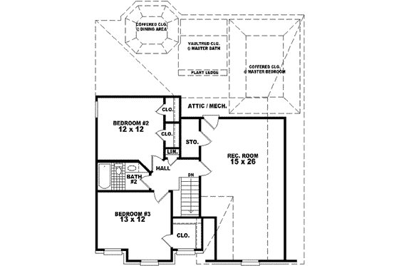 Floor Plan - Upper Floor for European House Plan #81-459 - 3 bed, 2.5 bath