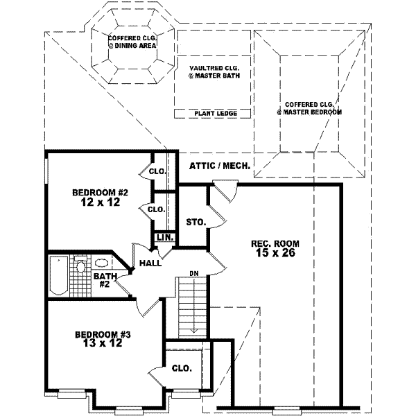 Floor Plan - Upper Floor for European House Plan #81-459 - 3 bed, 2.5 bath