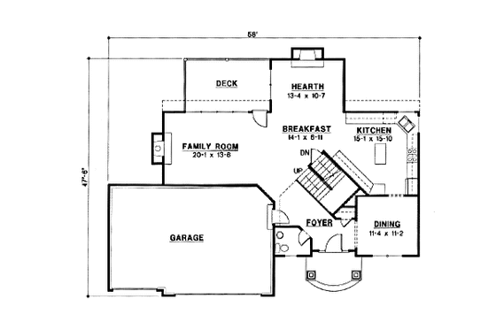 Floor Plan - Main Floor for European House Plan #67-191 - 4 bed, 4 bath