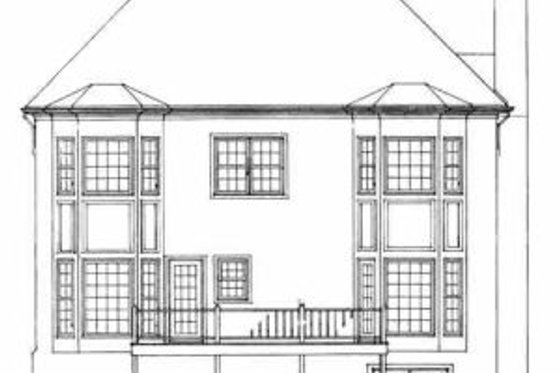 Exterior - Rear Elevation for European House Plan #72-393 - 3 bed, 3.5 bath