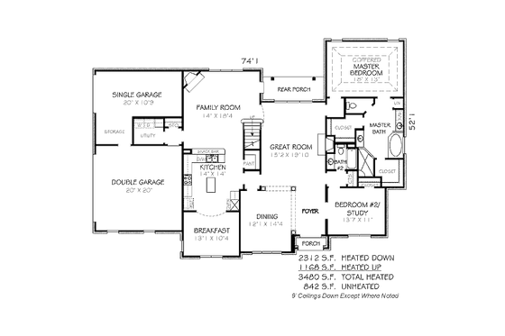 Floor Plan - Main Floor for European House Plan #424-80 - 5 bed, 3 bath