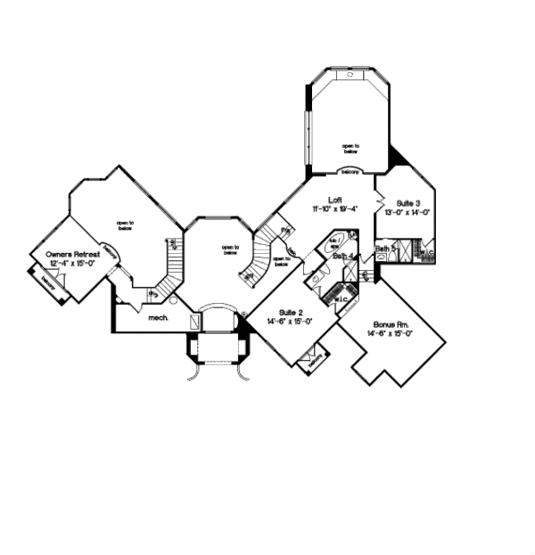 European Floor Plan - Upper Floor Plan #135-171