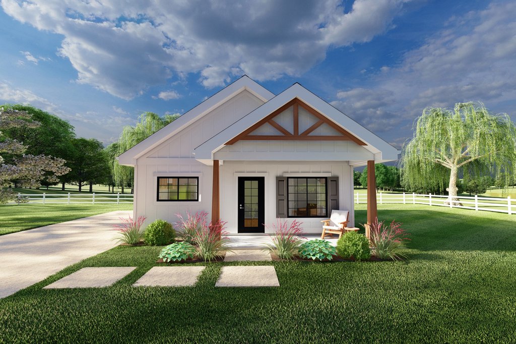 Exterior - Front Elevation 2 for Farmhouse House Plan #126-299 - 1 bed, 1 bath