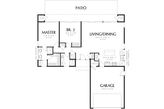 Floor Plan - Main Floor for Contemporary House Plan #48-667 - 2 bed, 2 bath