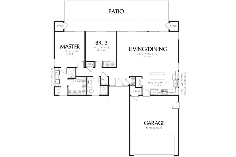 Architectural House Design - Floor Plan - Main Floor for Contemporary House Plan #48-667 - 2 bed, 2 bath