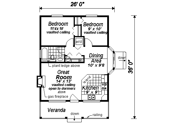 House Plan Design - Cottage Floor Plan - Main Floor Plan #18-1043