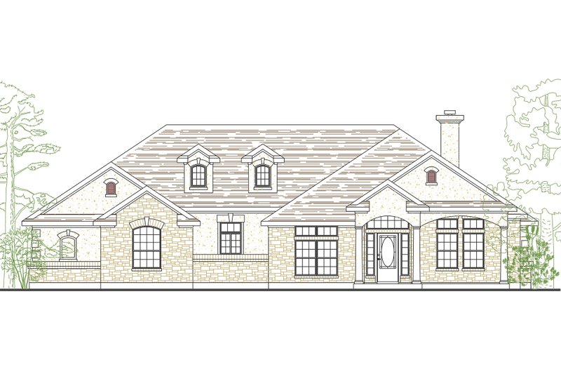 House Blueprint - Exterior - Front Elevation 3 for Country House Plan #80-144 - 3 bed, 3 bath