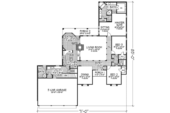 Floor Plan - Main Floor for European House Plan #320-388 - 3 bed, 3 bath