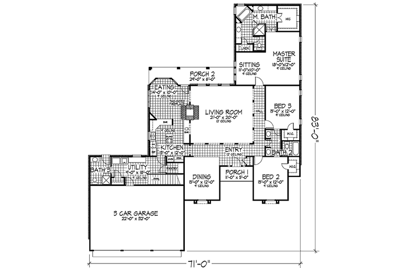 Home Plan - Floor Plan - Main Floor for European House Plan #320-388 - 3 bed, 3 bath