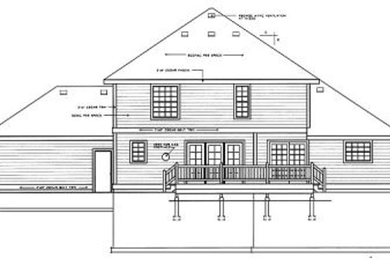 Home Plan - Exterior - Rear Elevation for Traditional House Plan #93-213 - 3 bed, 2.5 bath
