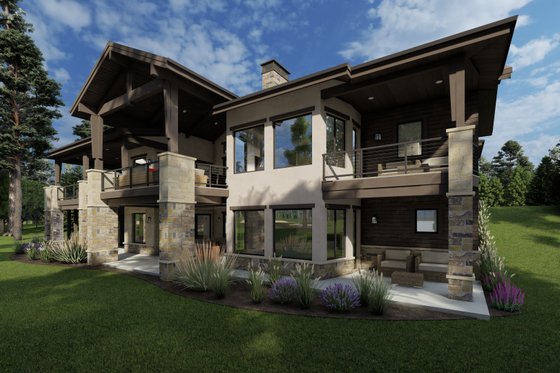 Exterior - Rear Elevation for Contemporary House Plan #1069-31 - 5 bed, 5.5 bath