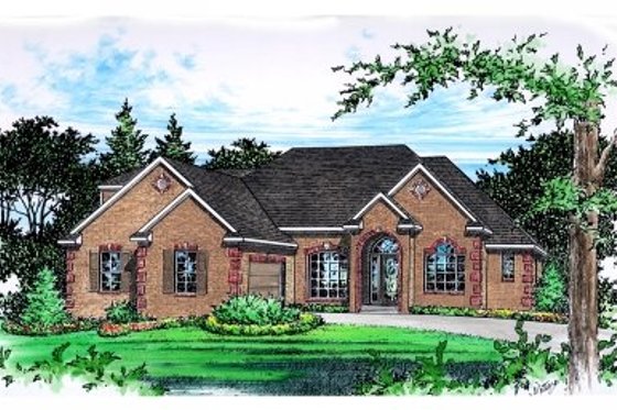 Exterior - Front Elevation for Mediterranean House Plan #15-253 - 3 bed, 2.5 bath
