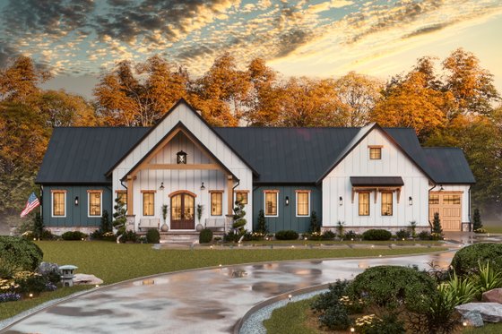 Exterior - Front Elevation 3 for Farmhouse House Plan #54-680 - 3 bed, 2 bath