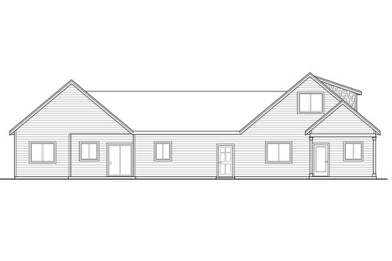 Exterior - Rear Elevation for Cottage House Plan #124-1080 - 5 bed, 3.5 bath
