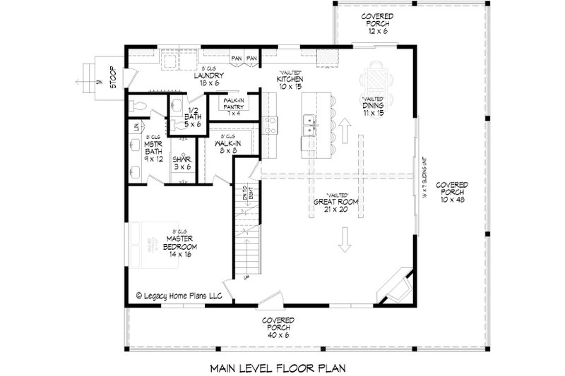 House Blueprint - Floor Plan - Main Floor for Country House Plan #932-1411 - 3 bed, 2.5 bath