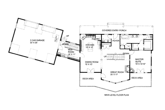 Floor Plan - Main Floor for Craftsman House Plan #117-703 - 3 bed, 2 bath