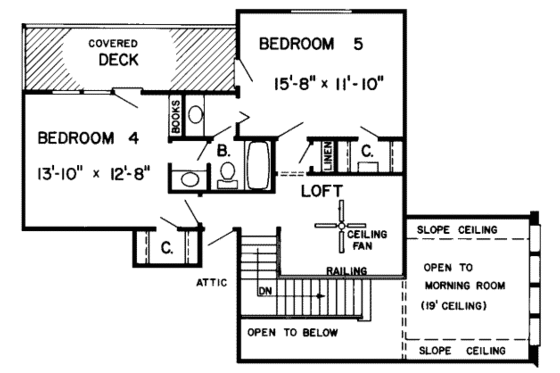 Floor Plan - Upper Floor for European House Plan #312-203 - 5 bed, 5 bath