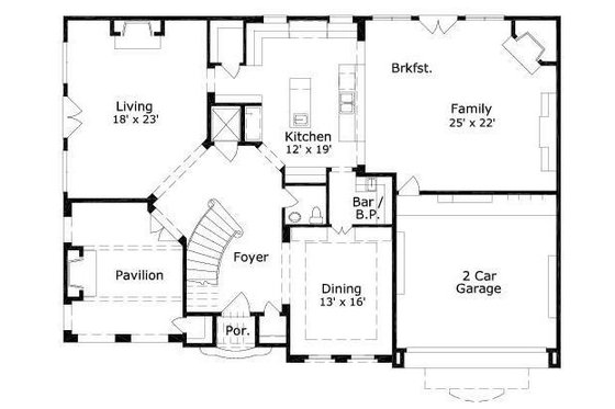 Floor Plan - Main Floor for European House Plan #411-656 - 4 bed, 3.5 bath