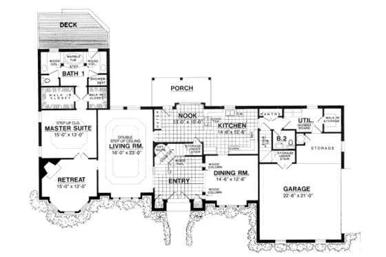 Floor Plan - Main Floor for European House Plan #40-277 - 3 bed, 2.5 bath