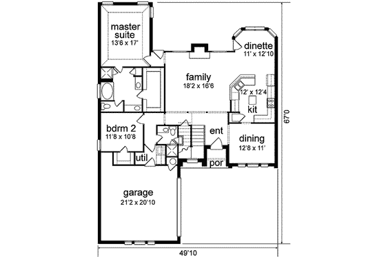 Floor Plan - Main Floor for European House Plan #84-186 - 5 bed, 4 bath