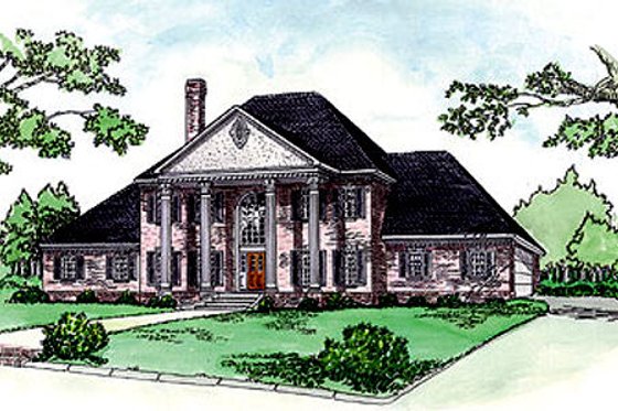 Exterior - Front Elevation for Southern House Plan #16-234 - 4 bed, 3.5 bath