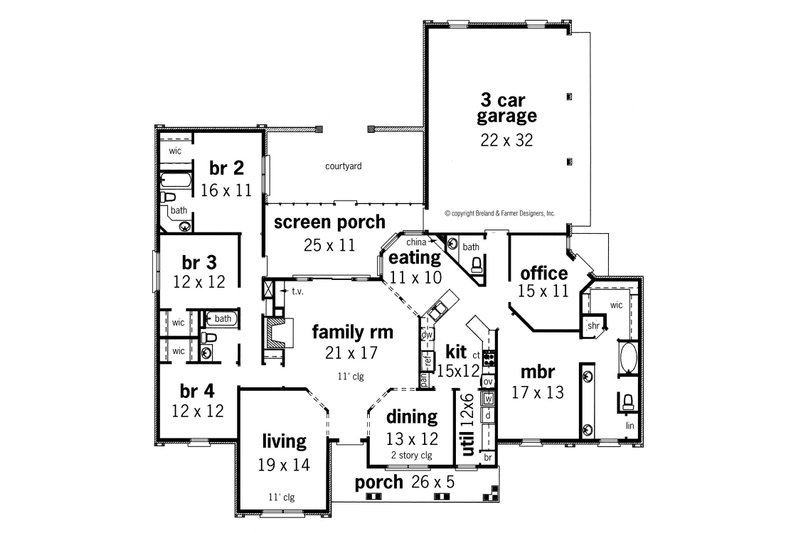 Home Plan - Floor Plan - Main Floor for Traditional House Plan #45-152 - 4 bed, 3.5 bath