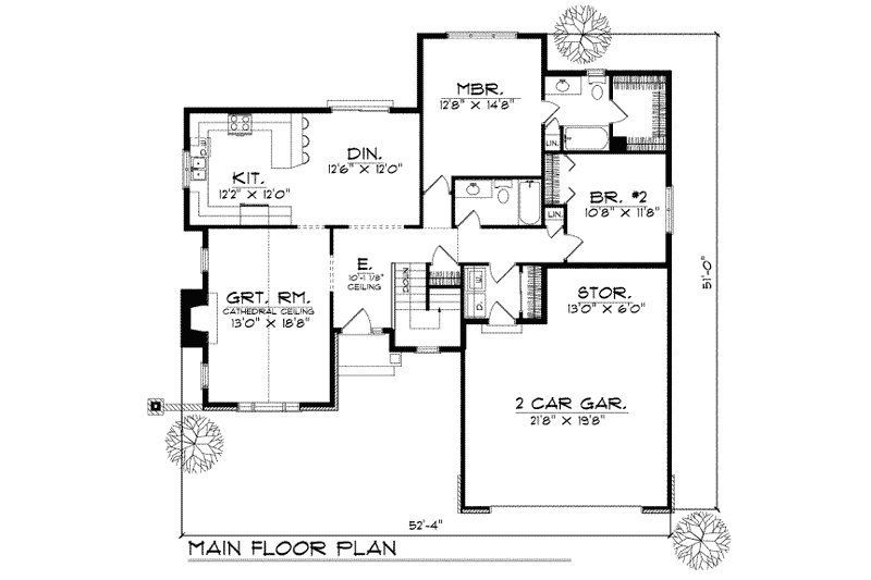 Dream House Plan - Floor Plan - Main Floor for Traditional House Plan #70-126 - 2 bed, 2 bath