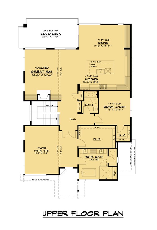 Contemporary Floor Plan - Upper Floor Plan #1066-160