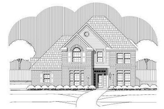 Exterior - Front Elevation for European House Plan #411-802 - 4 bed, 3.5 bath