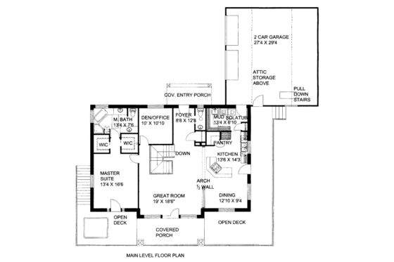 Floor Plan - Main Floor for Bungalow House Plan #117-635 - 2 bed, 2 bath
