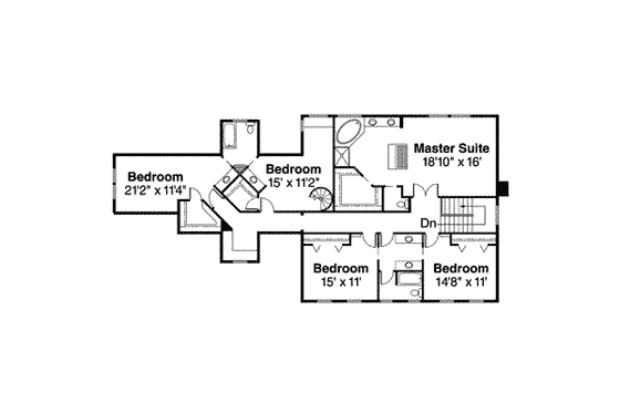 Floor Plan - Upper Floor for Colonial House Plan #124-498 - 5 bed, 3.5 bath