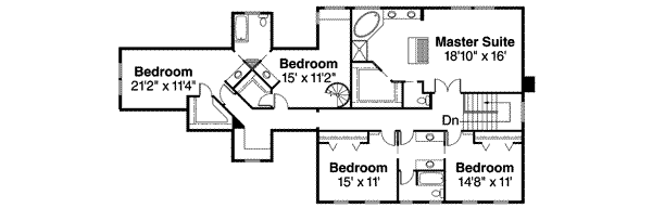Colonial Floor Plan - Upper Floor Plan #124-498
