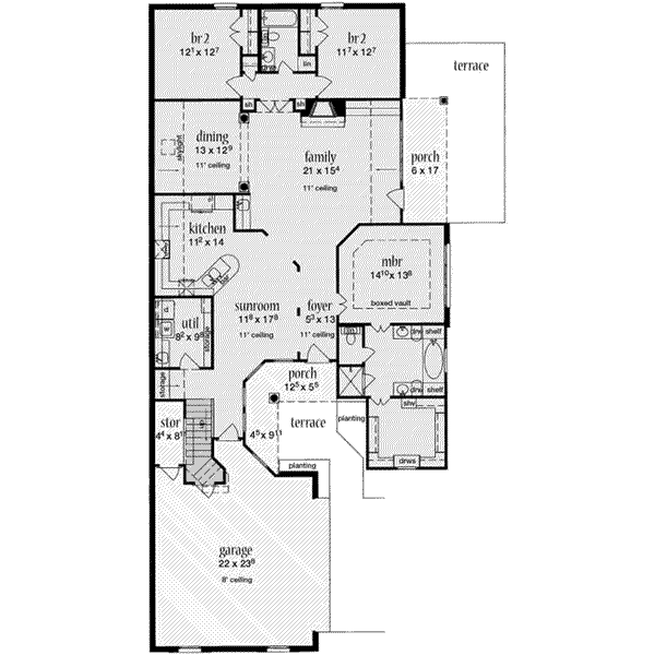 Home Plan - Southern Floor Plan - Main Floor Plan #36-433