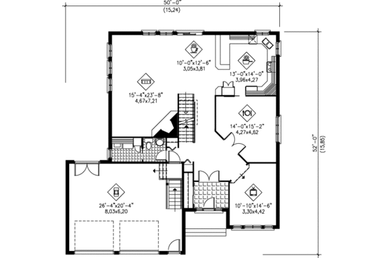 Floor Plan - Main Floor for Traditional House Plan #25-2222 - 4 bed, 2.5 bath