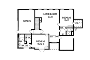 Floor Plan - Upper Floor for European House Plan #15-229 - 4 bed, 4.5 bath