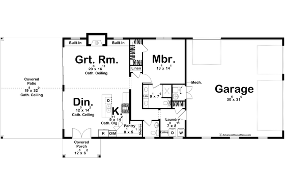 Floor Plan - Main Floor for Barndominium House Plan #455-686 - 1 bed, 1.5 bath