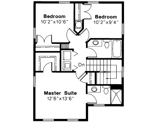 Traditional Floor Plan - Upper Floor Plan #124-310