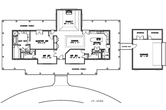 Floor Plan - Main Floor for Farmhouse House Plan #8-196 - 3 bed, 3 bath