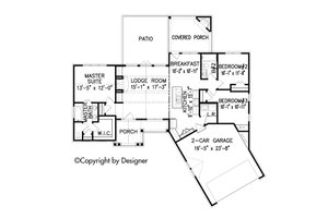 Floor Plan - Main Floor for Craftsman House Plan #54-401 - 3 bed, 2 bath